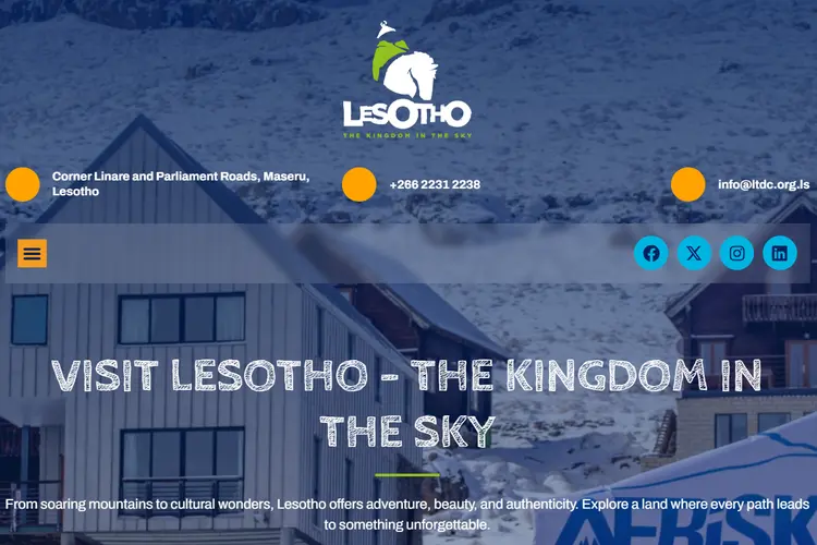 Home page of Visit Lesotho website