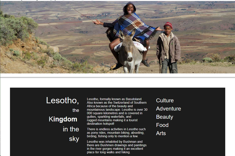 Home page of See Lesotho website